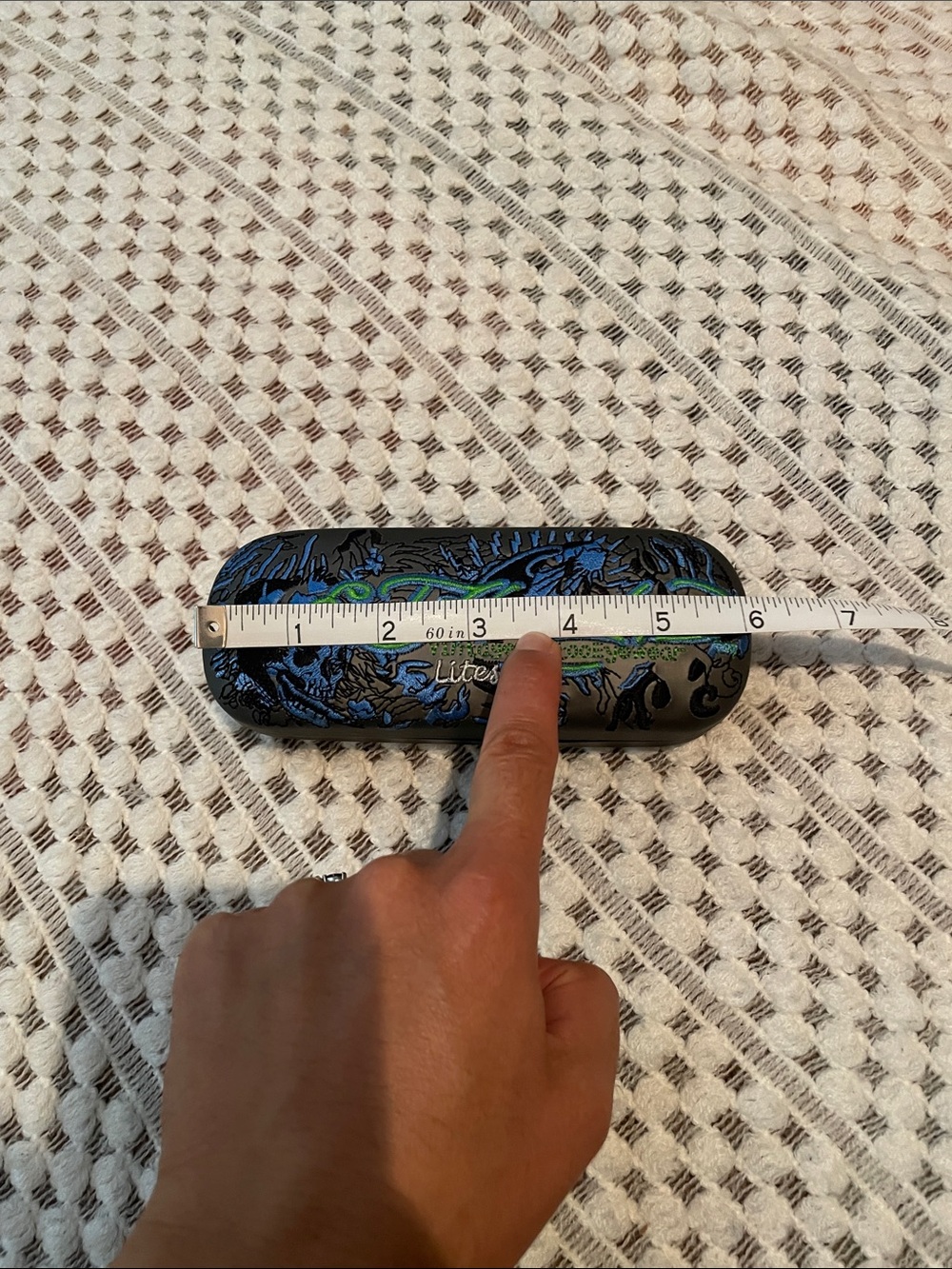 Ed Hardy by Christian Audigier Eyeglasses Sunglasses Hard Case Blue Embroidered - Picture 9 of 10